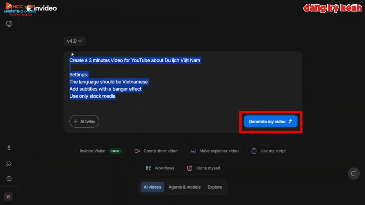 Công Cụ AI Tạo Video Tự Động- Cách sử dụng Invideo AI bước 5
