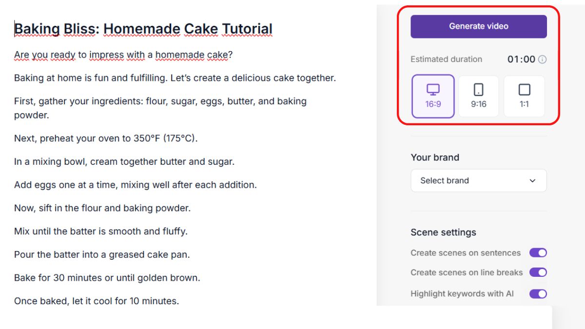 Công Cụ AI Tạo Video Tự Động- Cách sử dụng Pictory bước 4