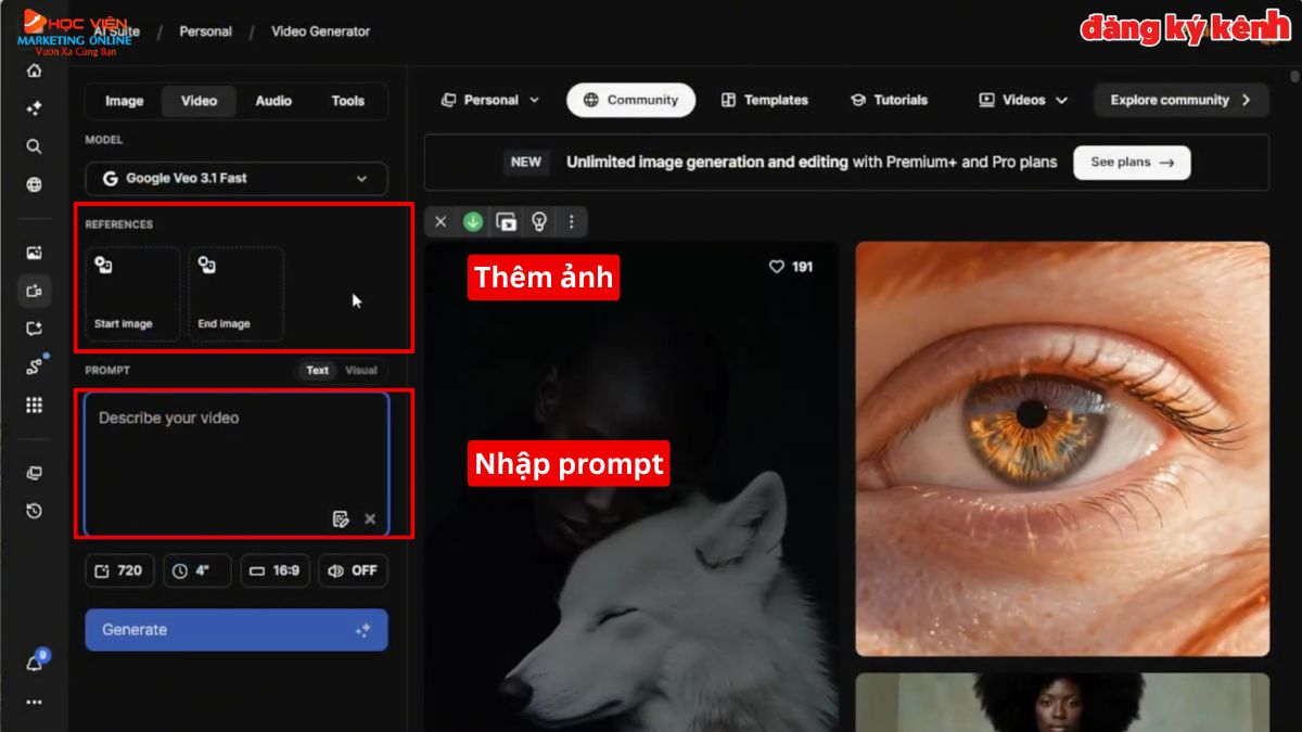 Trang Web AI Tạo Video Sử Dụng Được Nhiều Model- Cách sử dụng Freepik AI bước 3