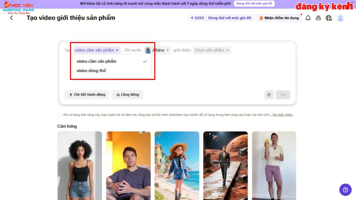 Phần Mềm AI Tạo Video Bán Hàng- Cách sử dụng Pippit bước 2.2