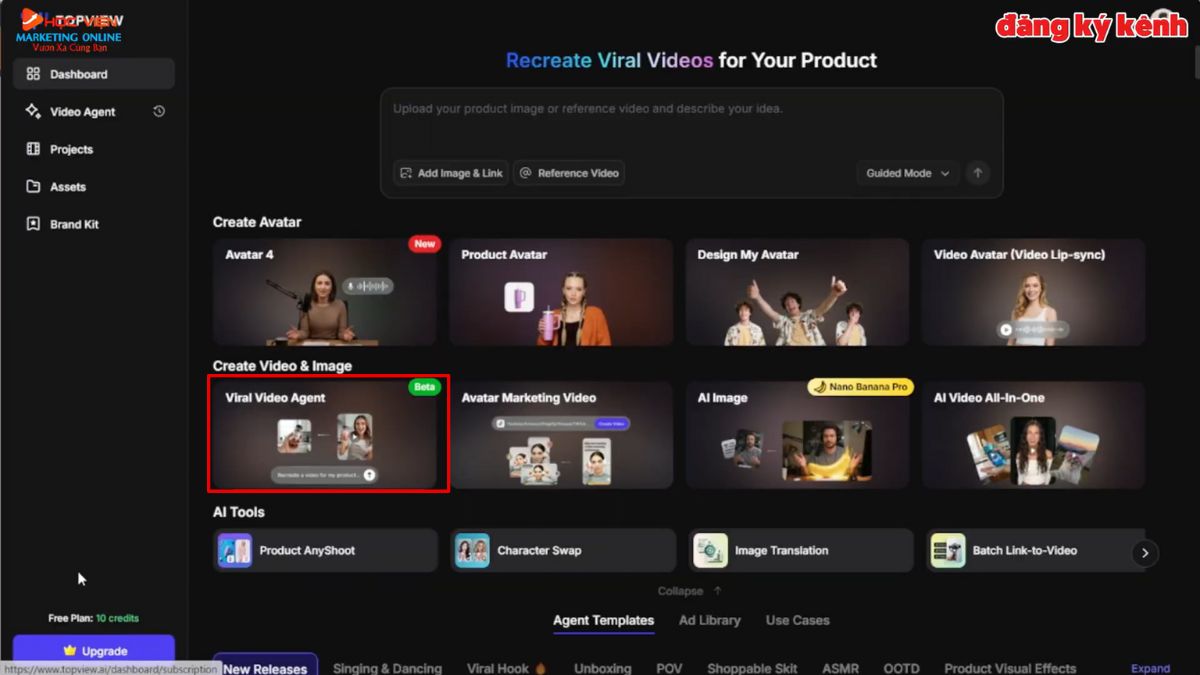 Phần Mềm AI Tạo Video Bán Hàng- Cách sử dụng Topview AI bước 2