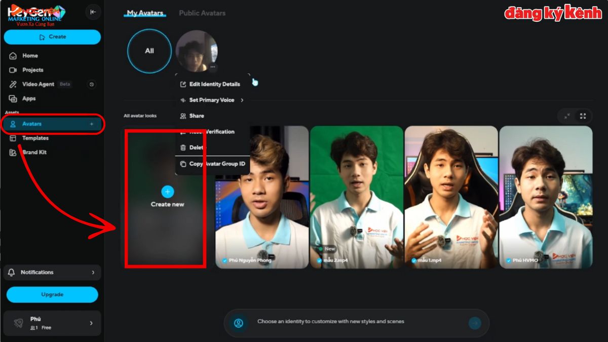 App AI Tạo Video Avatar- Cách sử dụng HeyGen bước 2