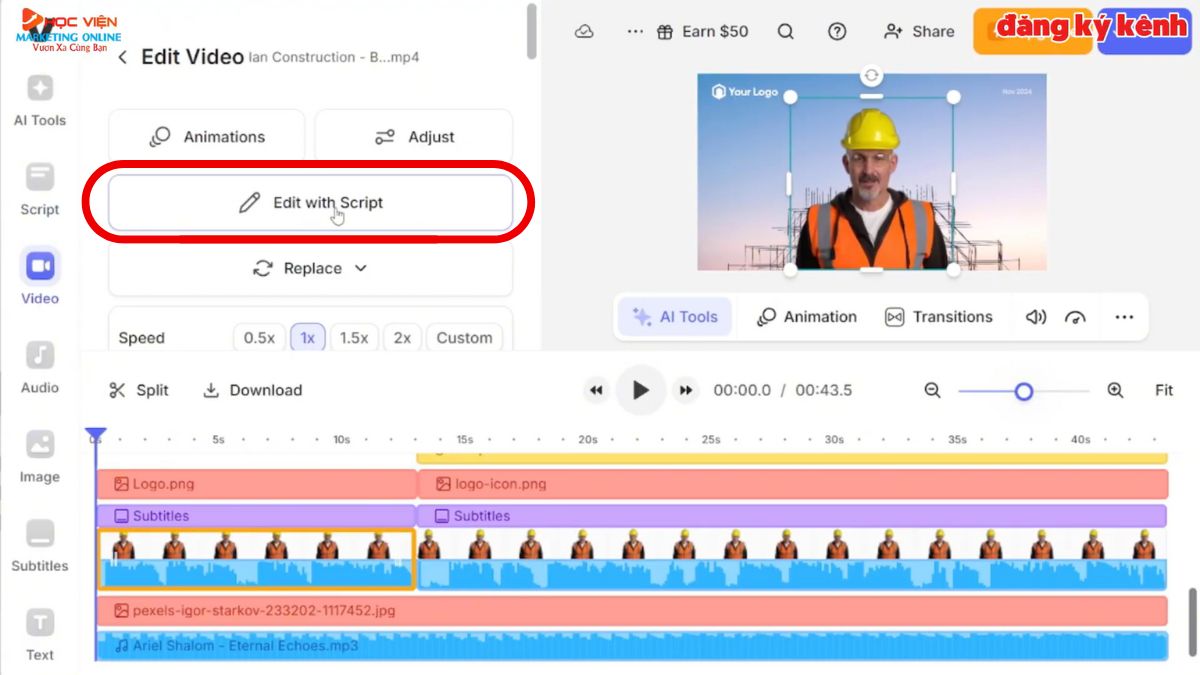 App AI Tạo Video Avatar- Cách sử dụng Veed bước 3