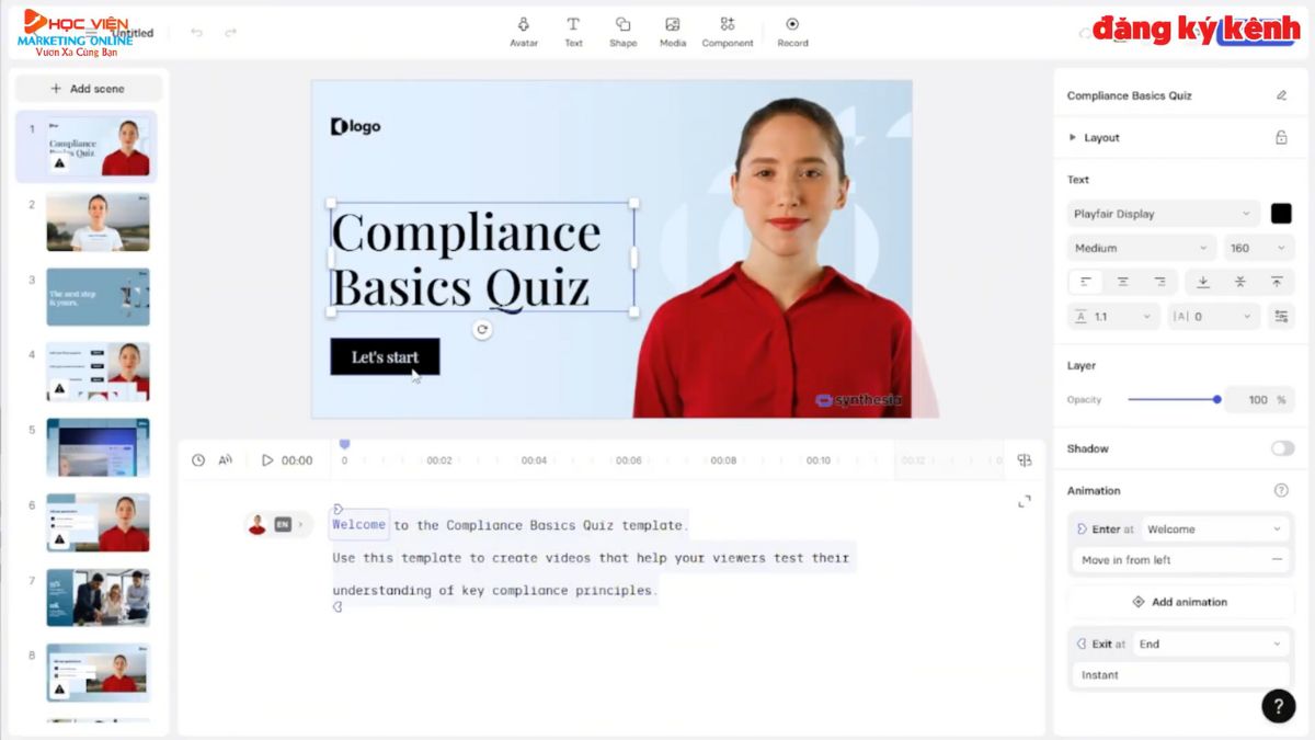 App AI Tạo Video Avatar- Cách sử dụng Synthesia bước 4