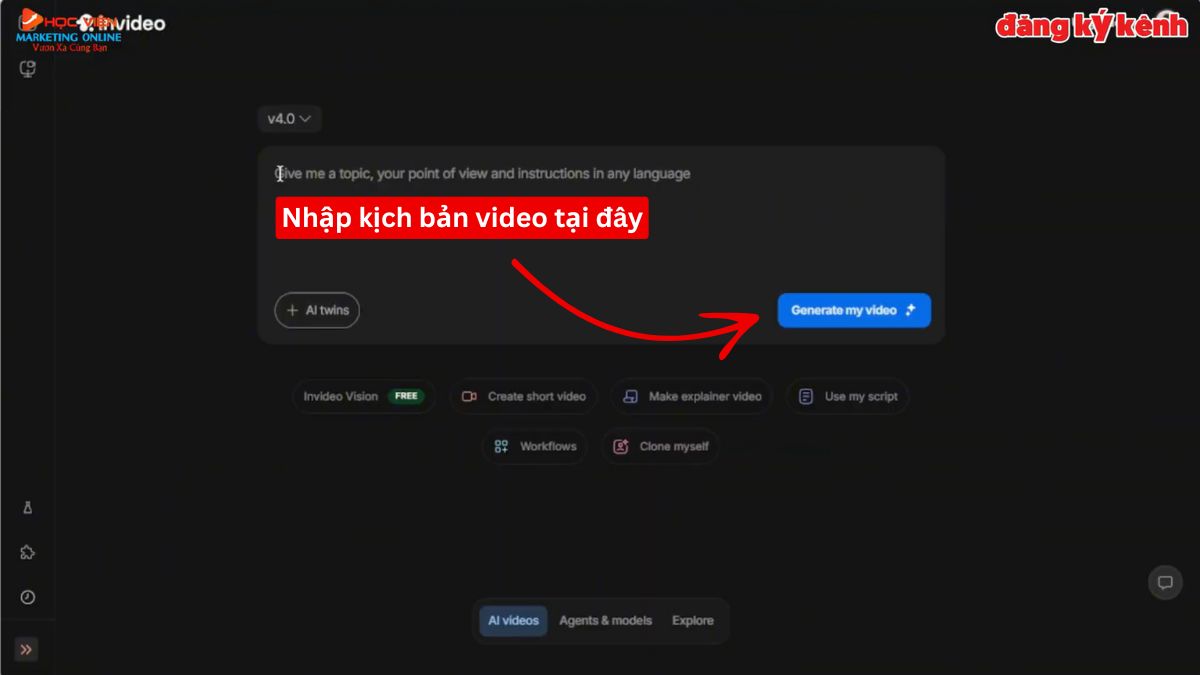 Công Cụ AI Tạo Video Tự Động- Cách sử dụng Invideo AI bước 2