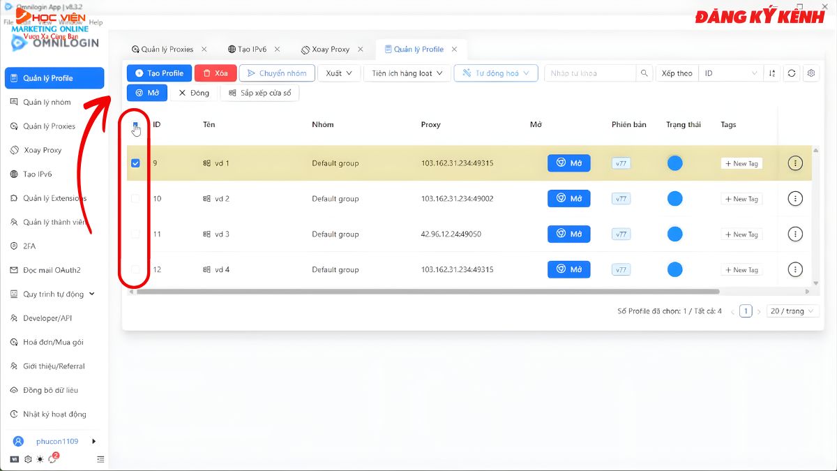 Hướng Dẫn Cách Sử Dụng Omnilogin Tạo và Quản Lý Profile bước 2.4