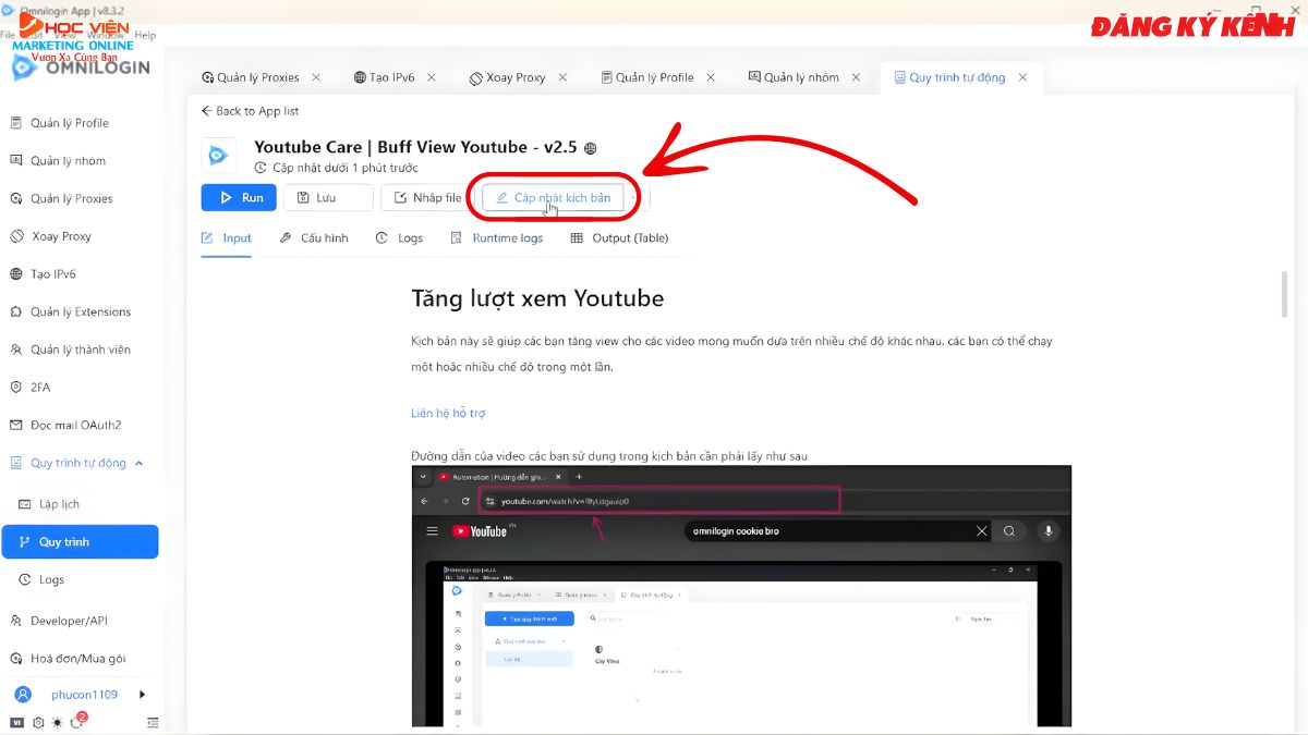 Hướng Dẫn Cách Sử Dụng Omnilogin Thiết Lập Quy Trình Tự Động Hóa- Sử dụng kịch bản có sẵn bước 4