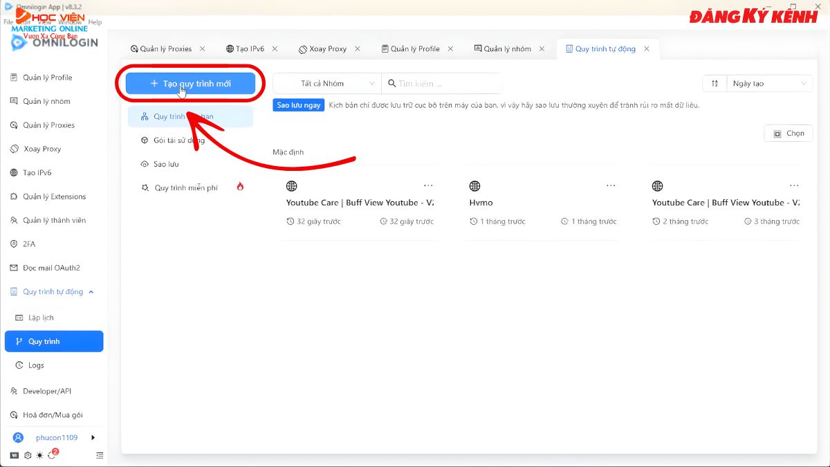 Hướng Dẫn Cách Sử Dụng Omnilogin Thiết Lập Quy Trình Tự Động Hóa- Tự xây kịch bản mới bước 1