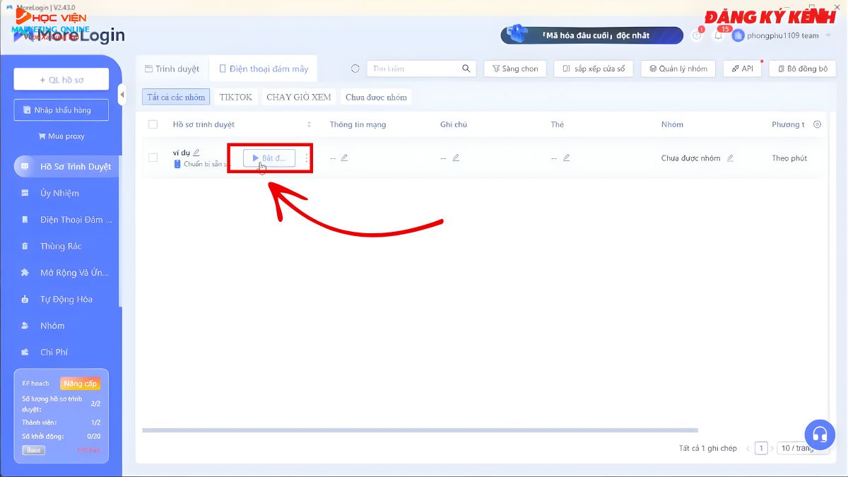 Hướng Dẫn Cách Sử Dụng Morelogin bước 3