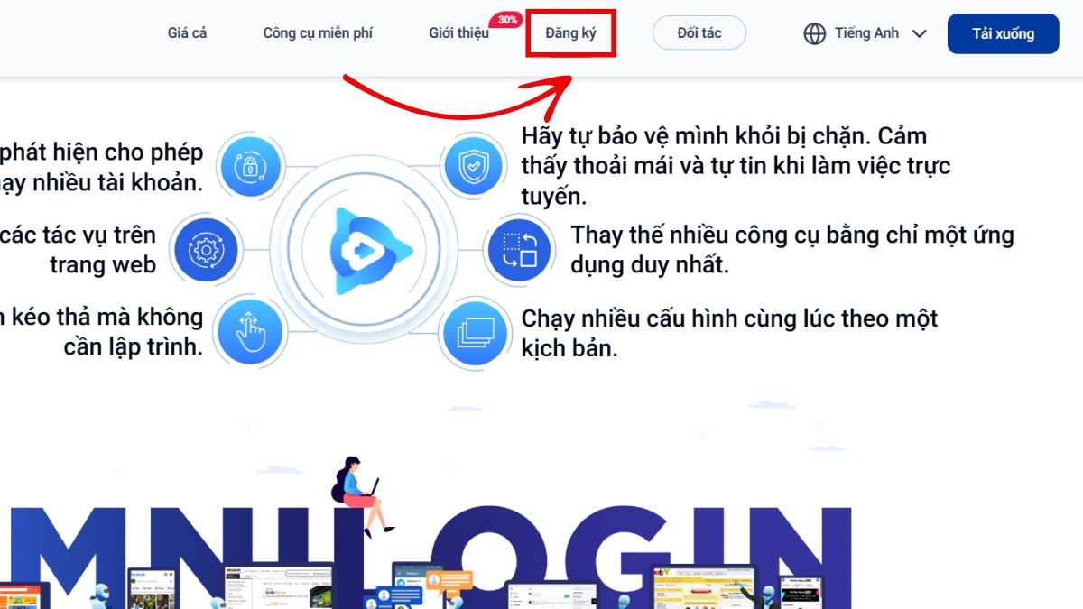 Cách Tải Và Đăng Ký Tài Khoản Omnilogin bước 1