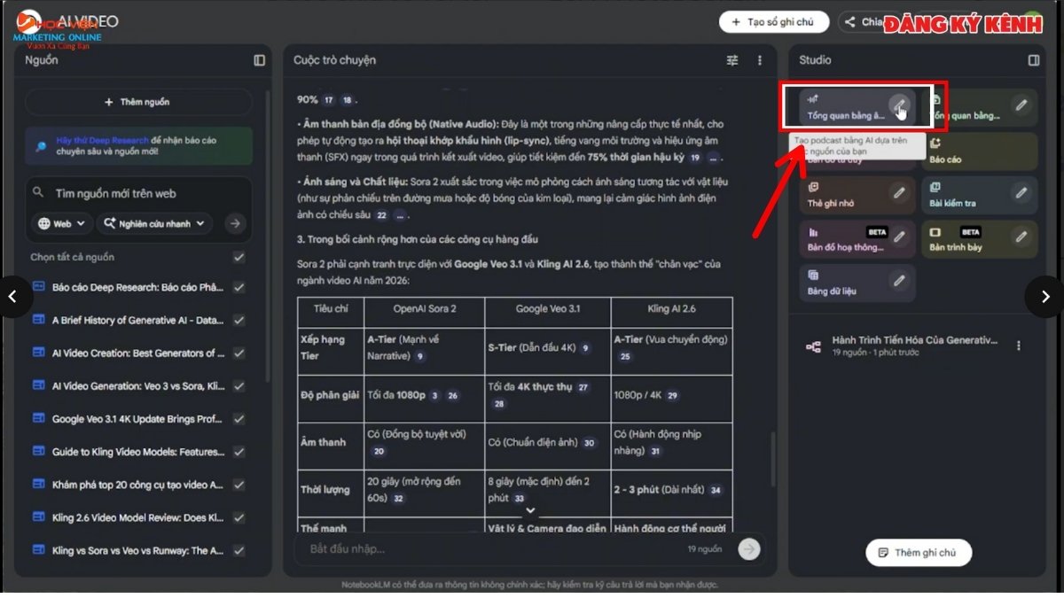 Hướng Dẫn Cách Sử Dụng NotebookLM AI tạo podcast bước 1.1