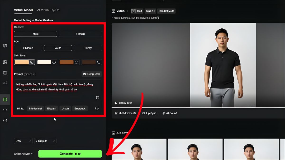 Hướng Dẫn Cách Làm Video AI Thời Trang bước 2.4