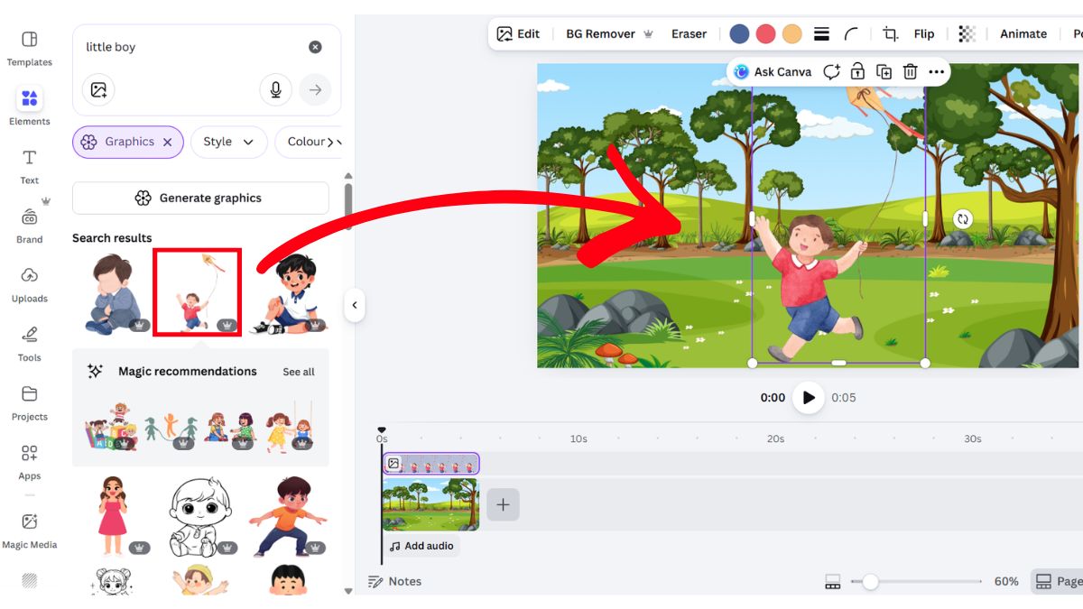 Hướng Dẫn Làm Video Nhân Vật Di Chuyển Trên Canva AI bước 2.1