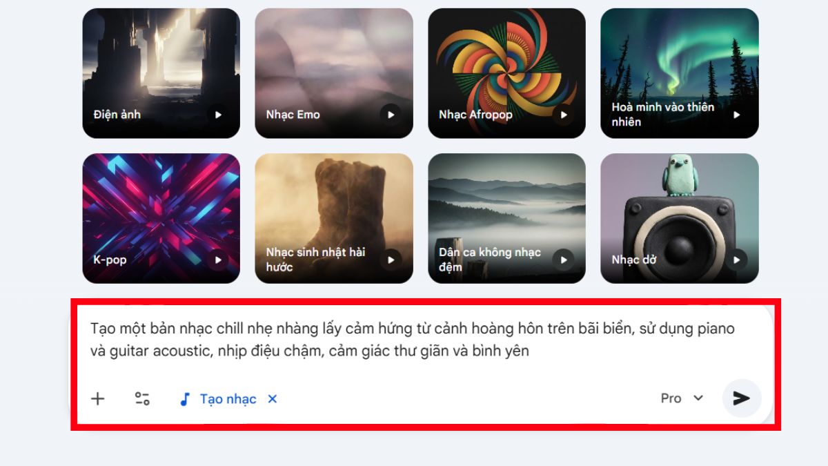 Cách Tạo Nhạc Trên Gemini Bằng Lyria 3 bước 2.1