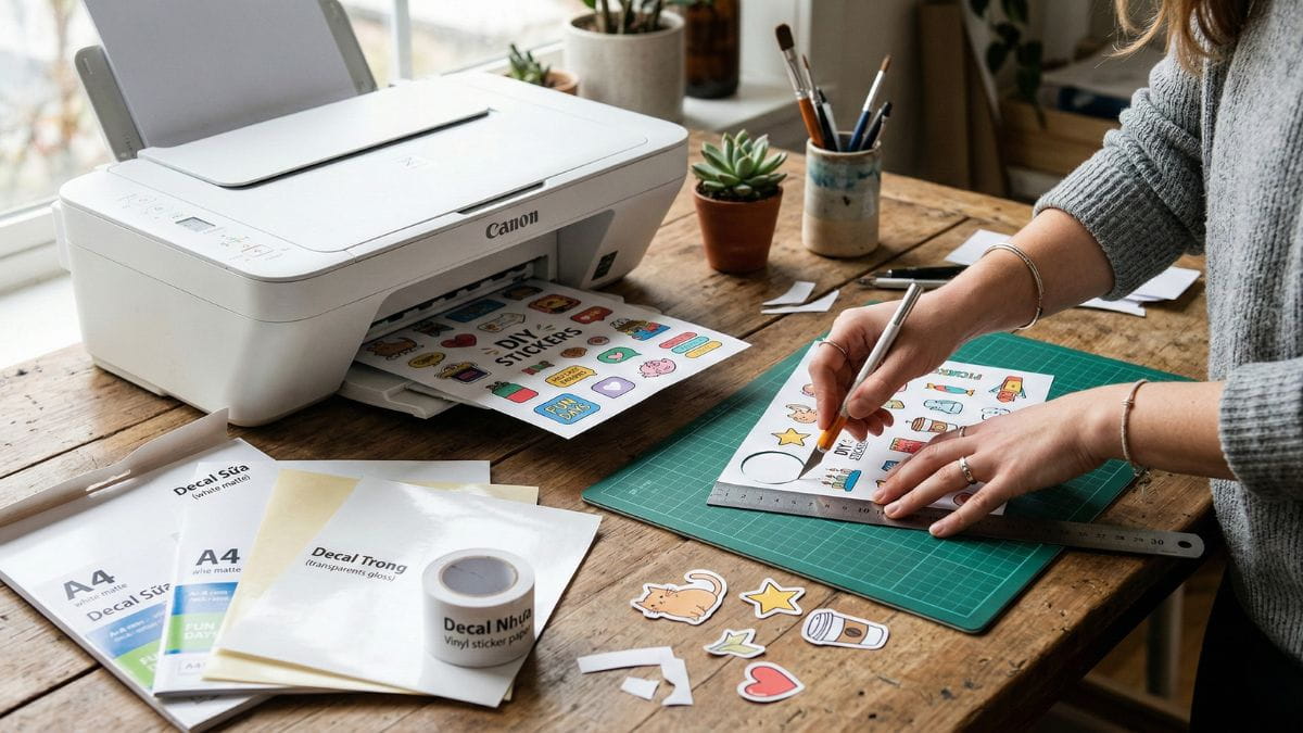 Cách Chuẩn Bị Vật Liệu Làm Sticker 8/3- Bộ vật liệu in Sticker