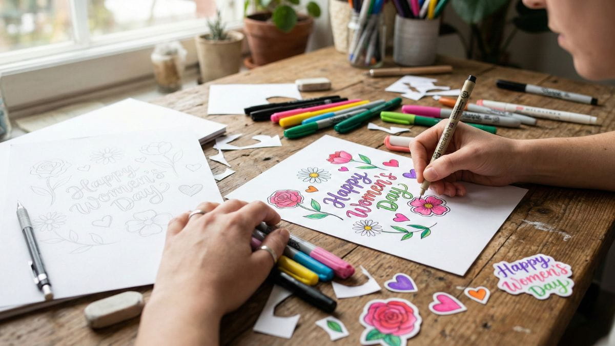 Cách Làm Sticker 8/3 Thủ Công Handmade bước 1