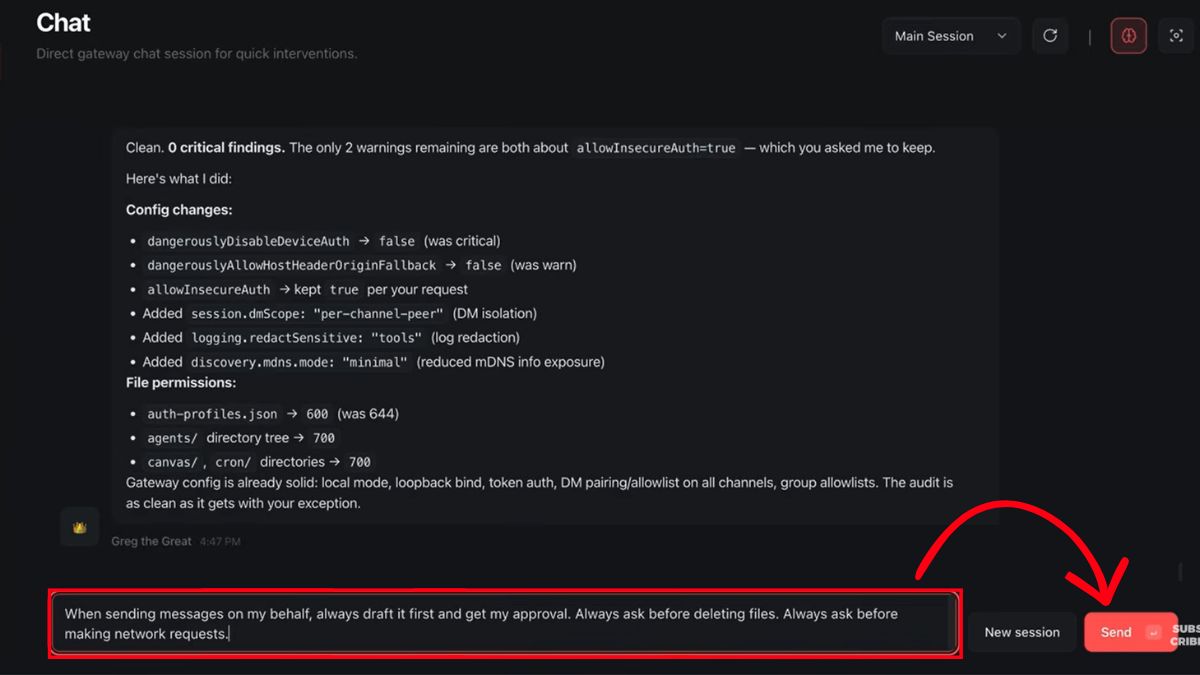 Hướng Dẫn Cách Sử Dụng OpenClaw- Thiết lập bảo mật hệ thống bước 2