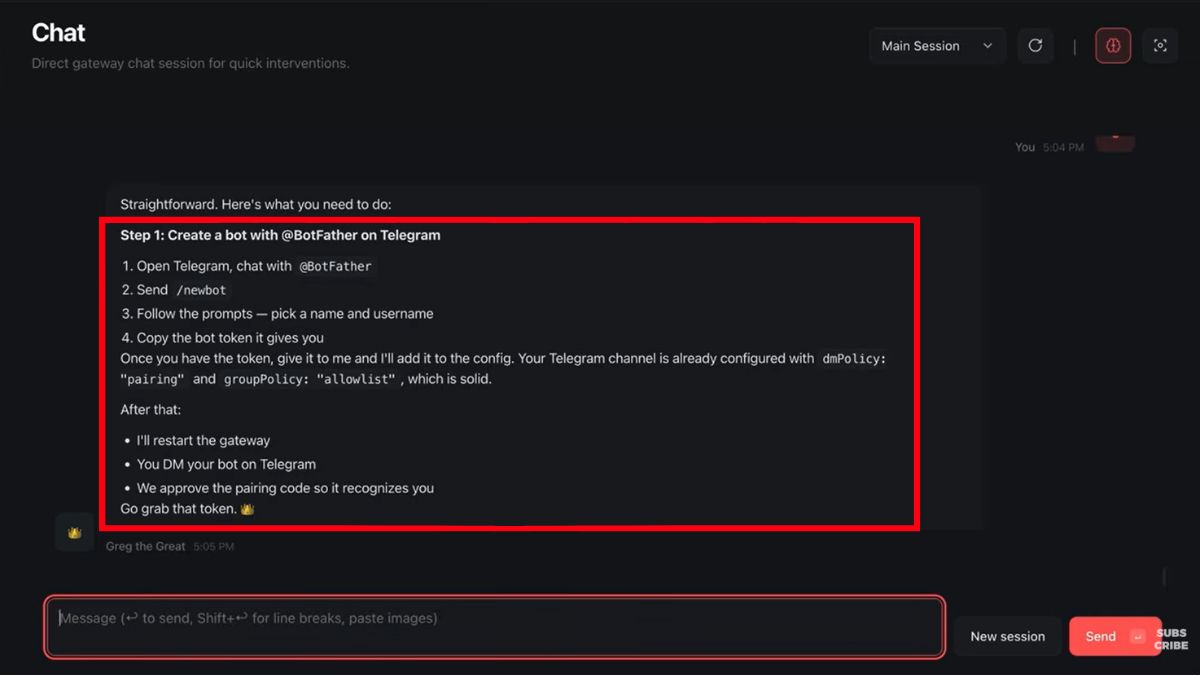 Hướng Dẫn Cách Sử Dụng OpenClaw- Kết nối telegram bước 1.2
