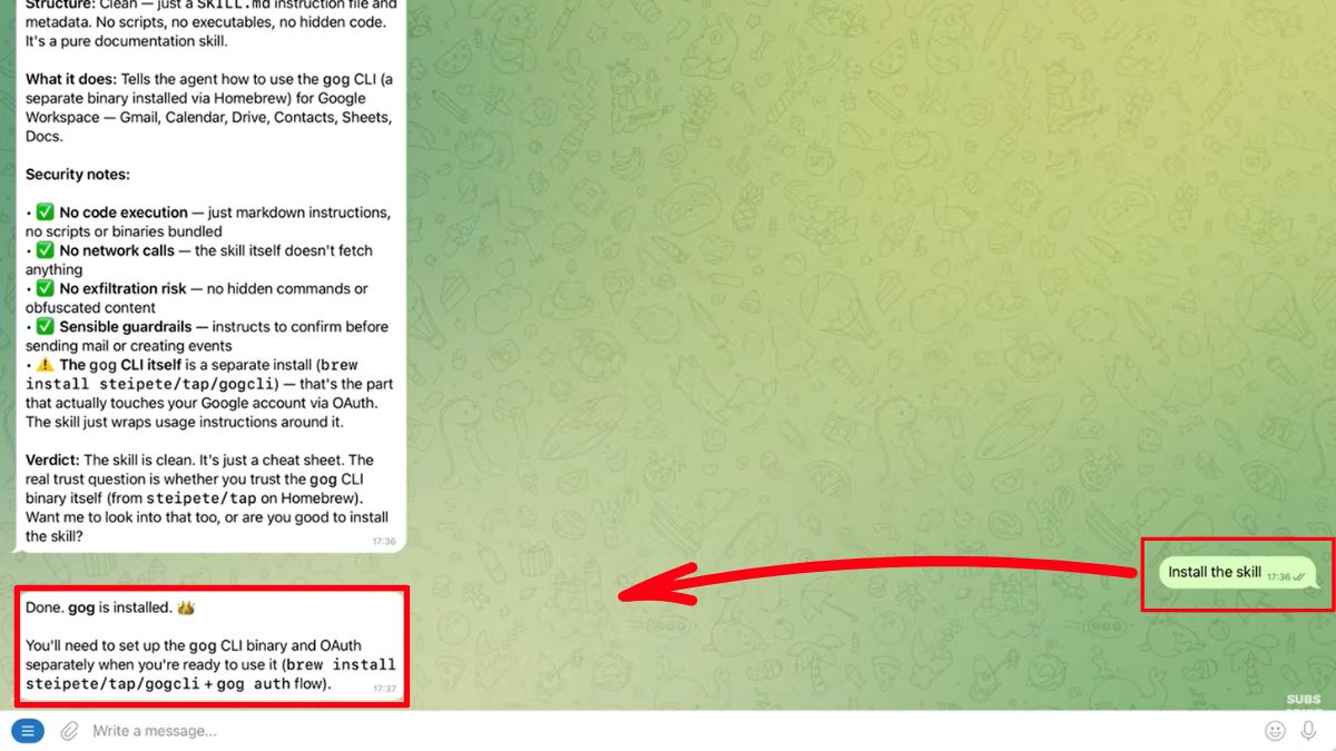 Hướng Dẫn Cách Sử Dụng OpenClaw- Cài đặt kỹ năng GOG bước 1