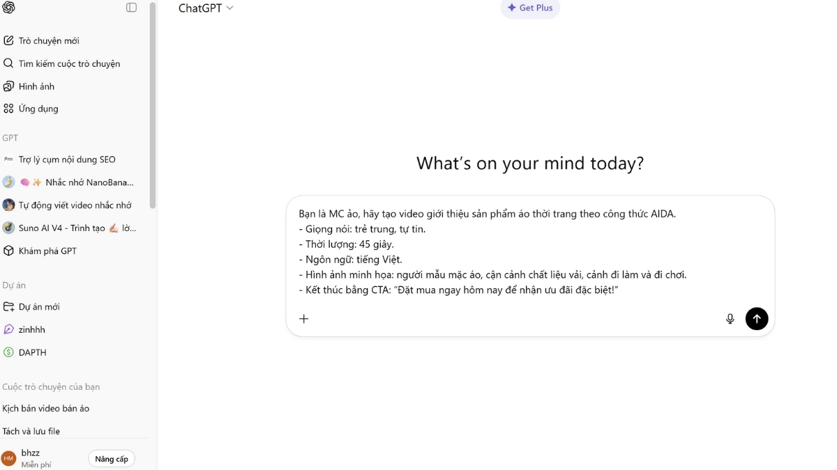 Hướng Dẫn Từng Bước Tạo Video Giới Thiệu Sản Phẩm Bằng AI bước 2.1