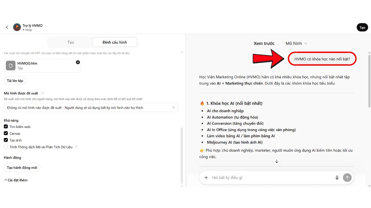 Cách Huấn Luyện ChatGPT- Xây dựng Custom GPTs theo mục tiêu bước 5