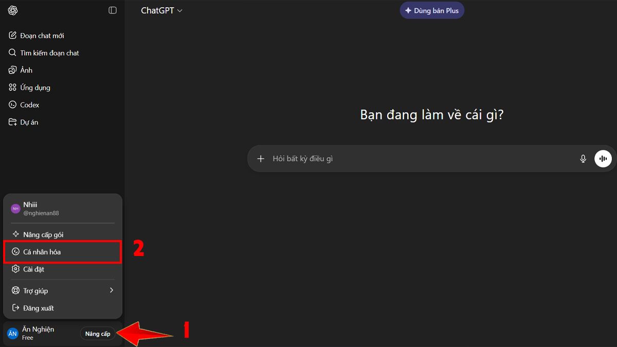 Cách Huấn Luyện ChatGPT- Tùy chỉnh ChatGPT với Custom Instructions bước 1