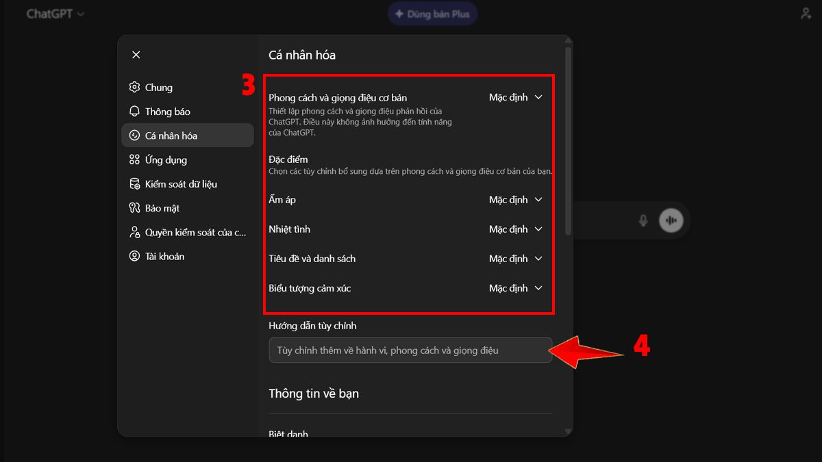 Cách Huấn Luyện ChatGPT- Tùy chỉnh ChatGPT với Custom Instructions bước 3