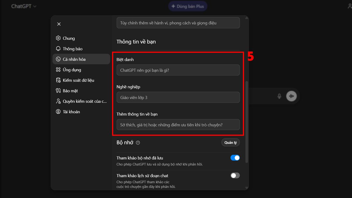 Cách Huấn Luyện ChatGPT- Tùy chỉnh ChatGPT với Custom Instructions bước 3
