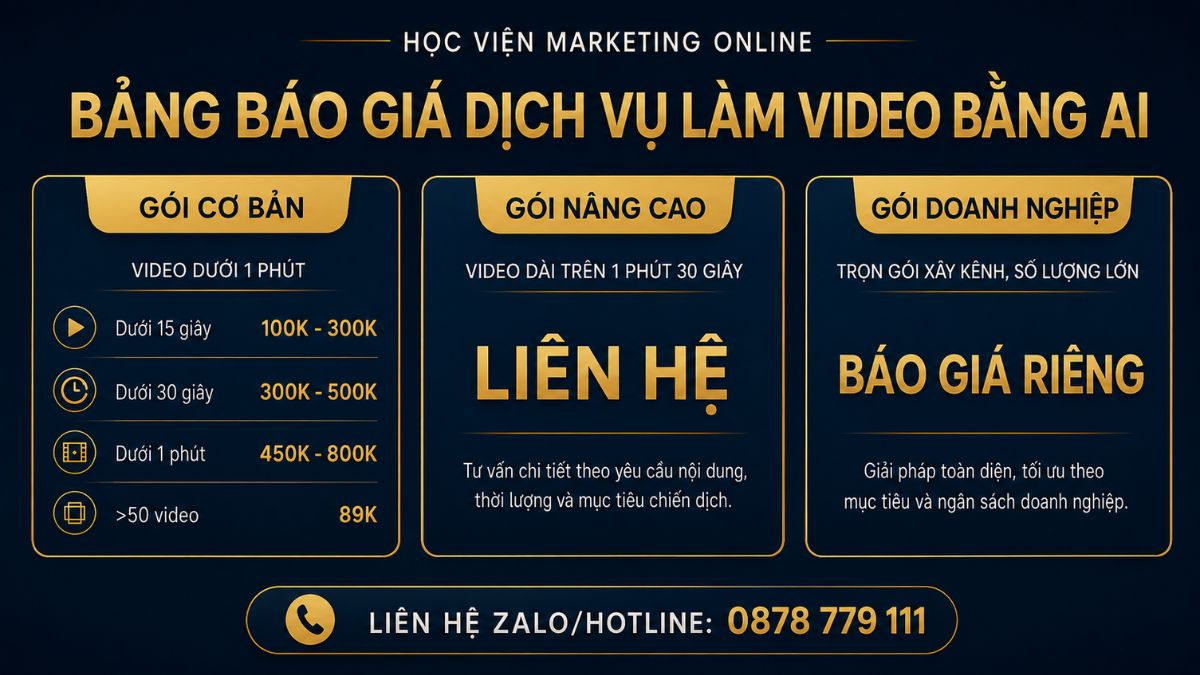 Bảng Giá Dịch Vụ Làm Video AI Theo Yêu Cầu Tại HVMO