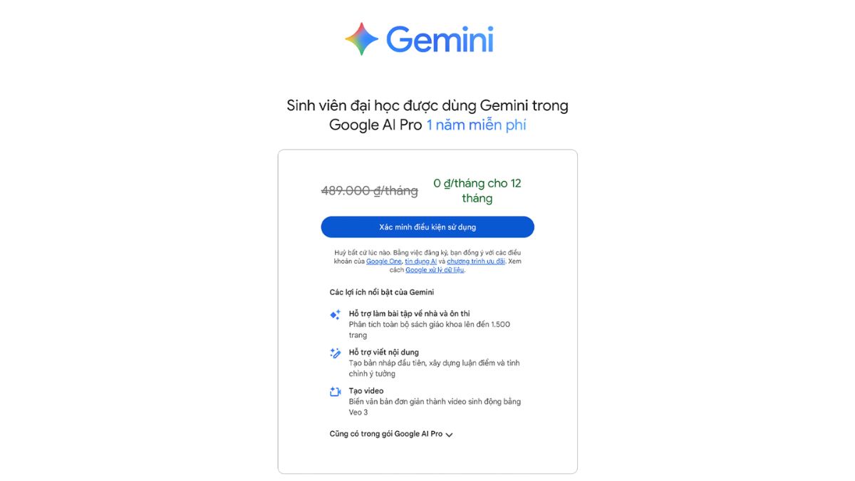 Cách Sử Dụng Gemini AI Pro Miễn Phí- Chương trình dành cho sinh viên