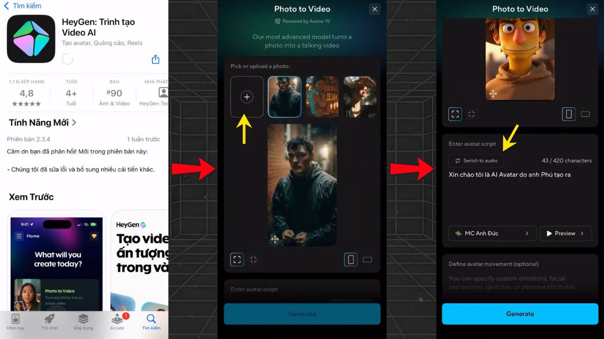 Hướng Dẫn Tạo Video Nói Chuyện Bằng AI Miễn Phí Trên Điện Thoại bước 2.1