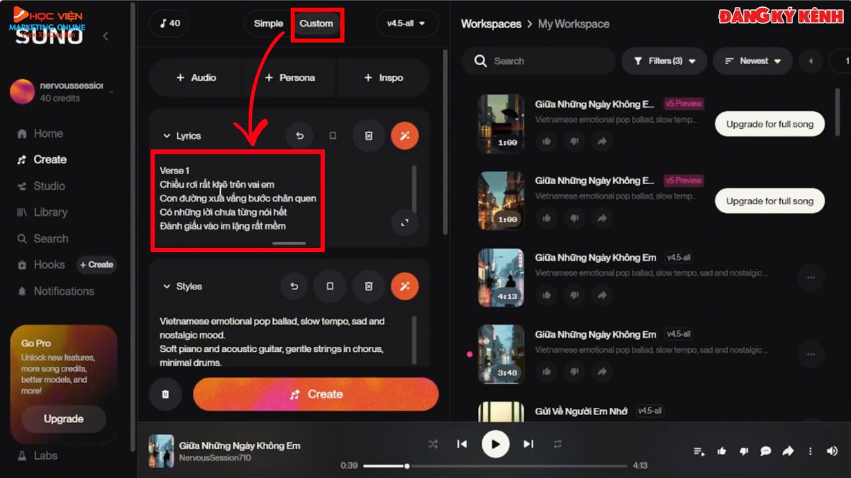 Hướng Dẫn Tạo Video Nhạc Bằng AI Miễn Phí bước 1.2