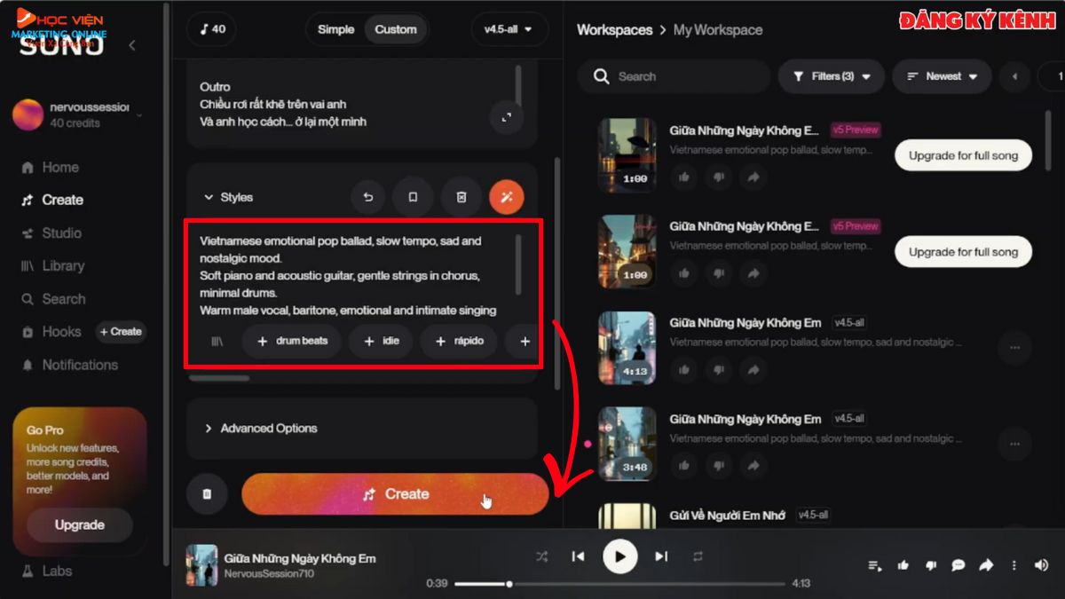 Hướng Dẫn Tạo Video Nhạc Bằng AI Miễn Phí bước 1.3