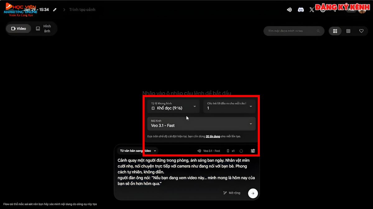Hướng Dẫn Tạo Video Bằng AI Miễn Phí Trên Máy Tính Với Google Veo 3 bước 2 cách 1.2
