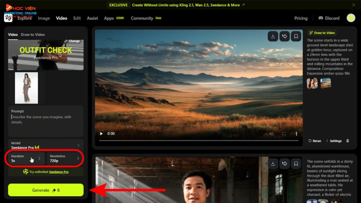 Hướng Dẫn Cách Sử Dụng Higgsfield AI tạo video quảng cáo UGC bước 6