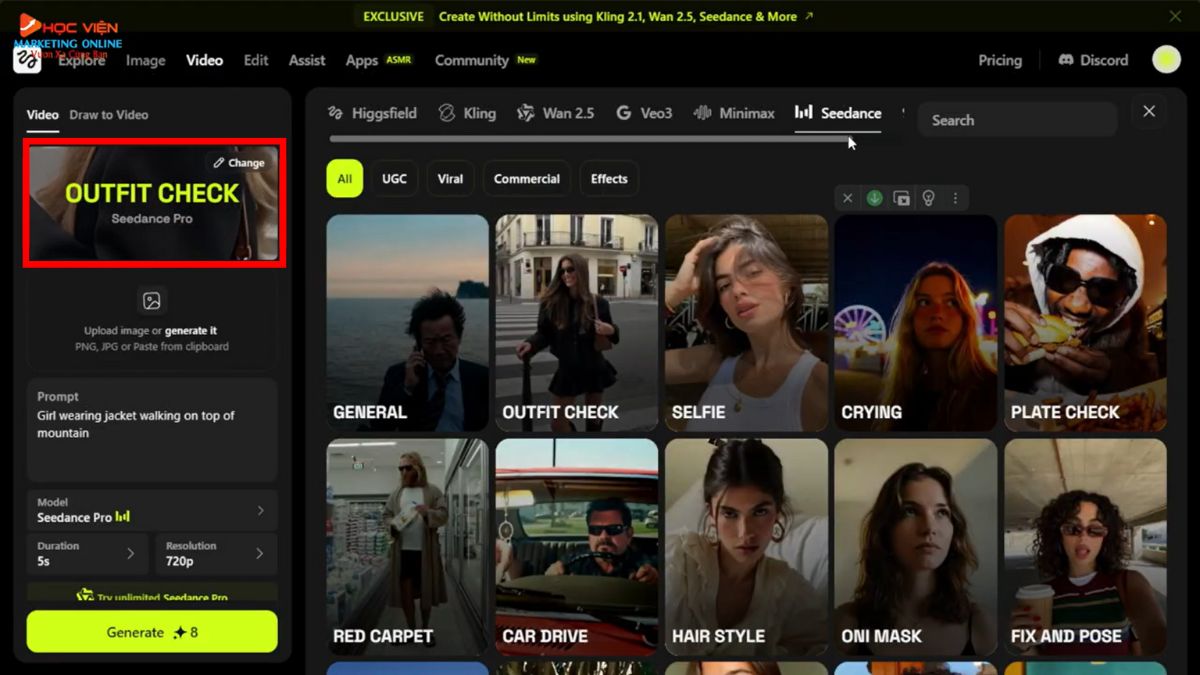 Hướng Dẫn Cách Sử Dụng Higgsfield AI tạo video quảng cáo UGC bước 3