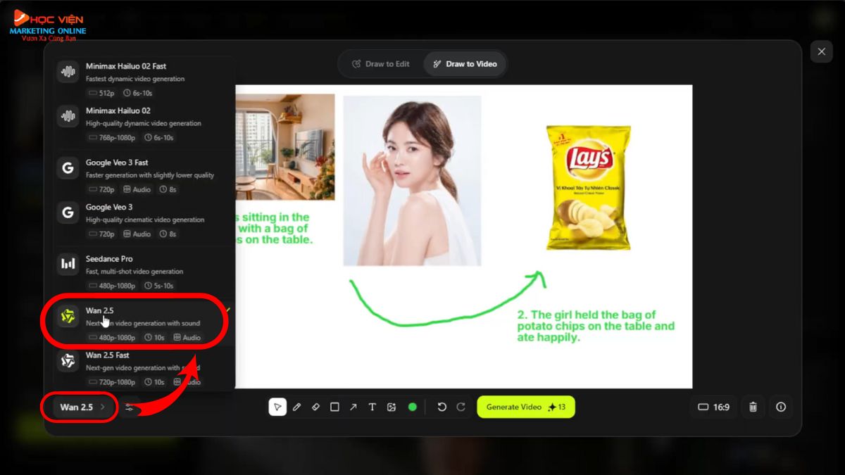 Hướng Dẫn Cách Sử Dụng Higgsfield AI tạo video AI từ nền trắng bước 3.1