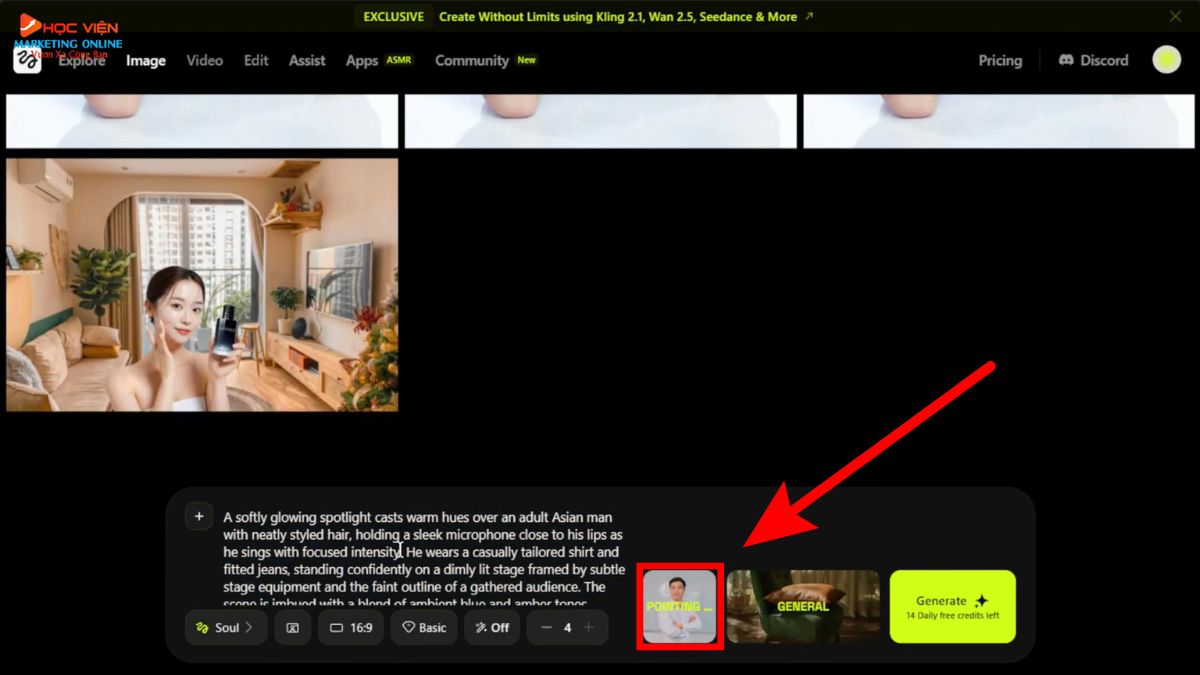 Hướng Dẫn Cách Sử Dụng Higgsfield AI tạo ảnh đồng nhất ngoại hình cơ bản bước 2