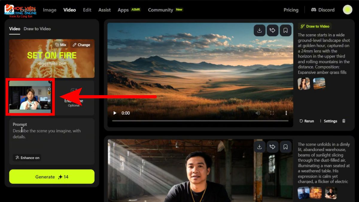 Hướng Dẫn Cách Sử Dụng Higgsfield AI sử dụng hiệu ứng VFX bước 3