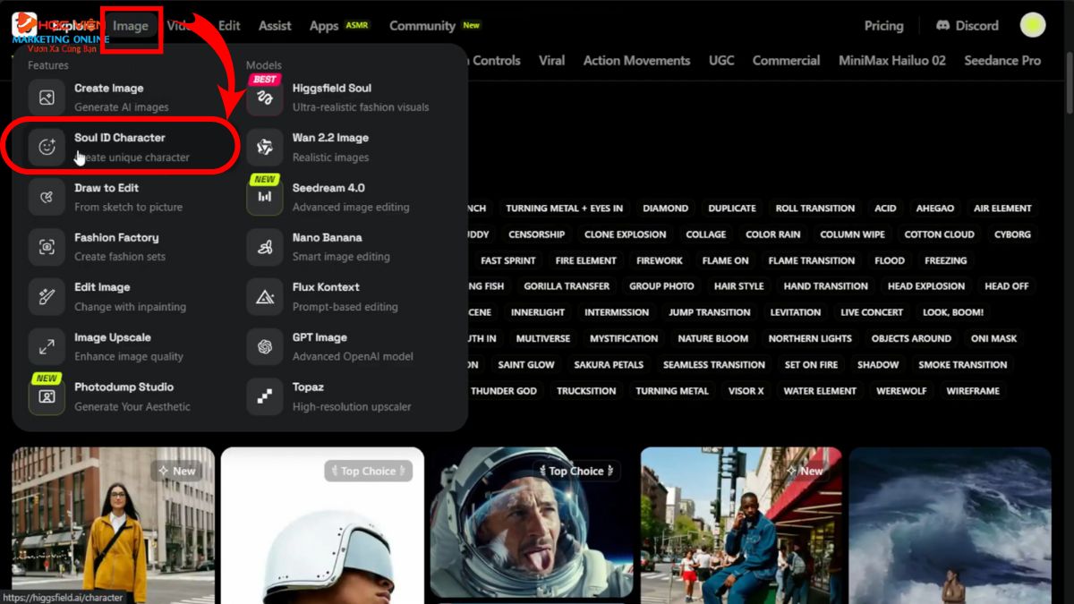 Hướng Dẫn Cách Sử Dụng Higgsfield AI đào tạo ngoại hình nhân vật bước 1