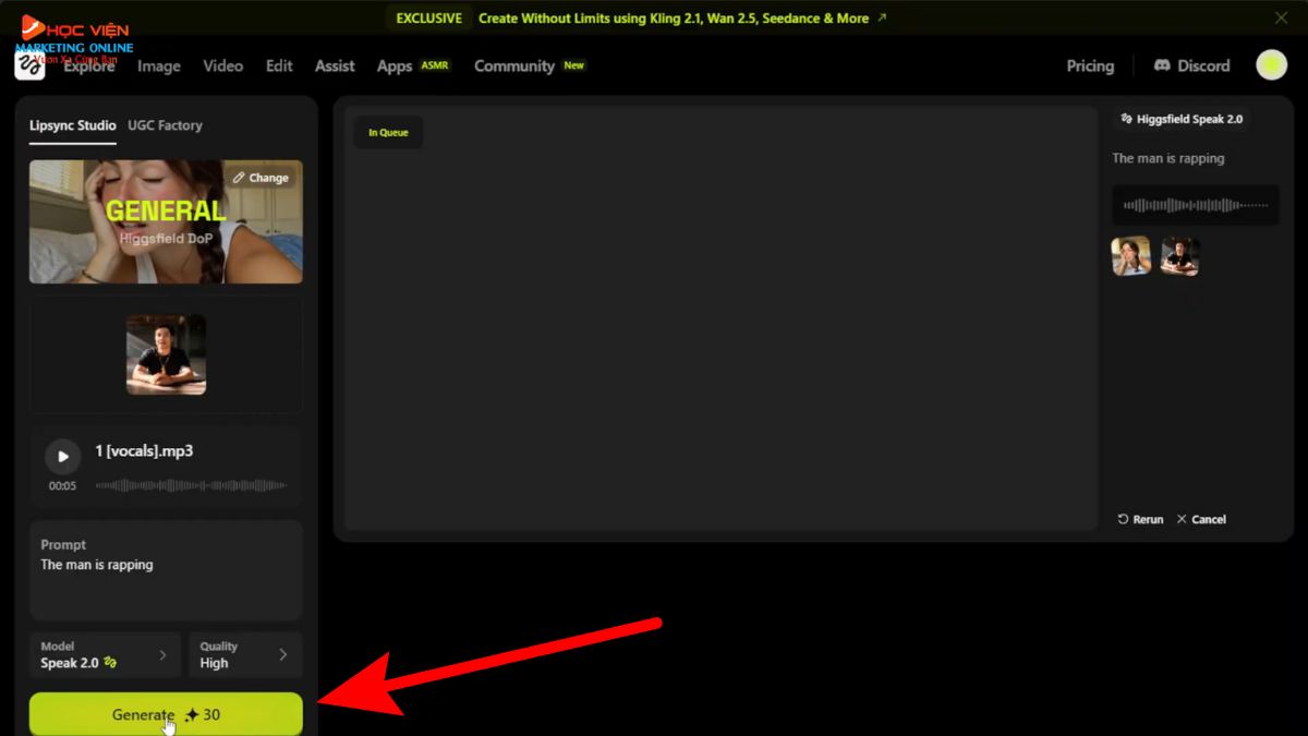 Hướng Dẫn Cách Sử Dụng Higgsfield AI tạo video MV âm nhạc bước 4