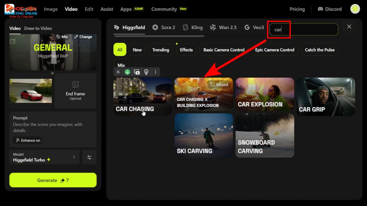 Hướng Dẫn Cách Sử Dụng Higgsfield AI tạo video quảng cáo cinematic giai đoạn 2 bước 4