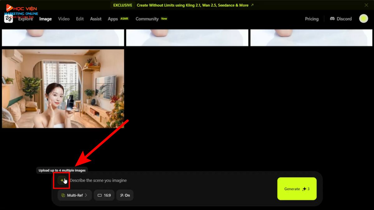 Hướng Dẫn Cách Sử Dụng Higgsfield AI tạo video kết hợp từ nhiều ảnh giai đoạn 1 bước 3