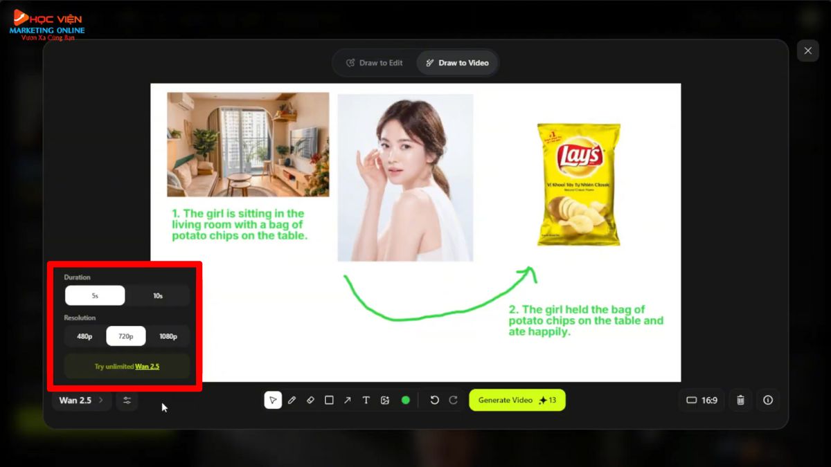 Hướng Dẫn Cách Sử Dụng Higgsfield AI tạo video AI từ nền trắng bước 3.2