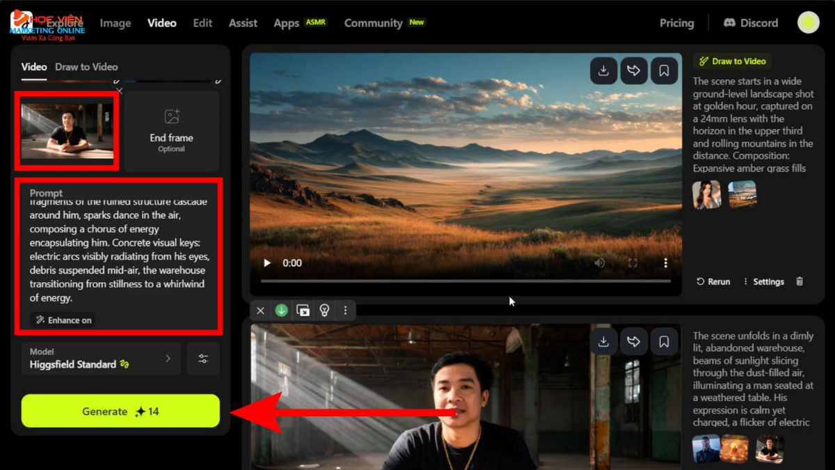 Hướng Dẫn Cách Sử Dụng Higgsfield AI kết hợp nhiều hiệu ứng VFX bước 4