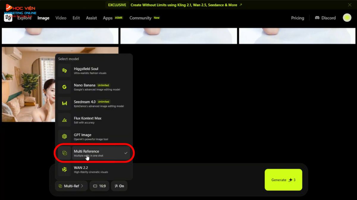 Hướng Dẫn Cách Sử Dụng Higgsfield AI tạo video kết hợp từ nhiều ảnh giai đoạn 1 bước 2