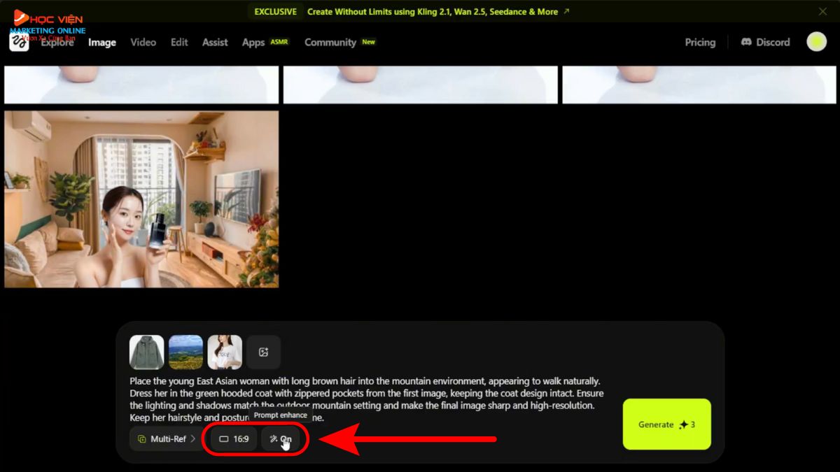 Hướng Dẫn Cách Sử Dụng Higgsfield AI tạo video kết hợp từ nhiều ảnh giai đoạn 1 bước 5