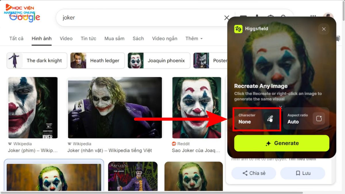Hướng Dẫn Cách Sử Dụng Higgsfield AI Sử dụng extension để áp dụng ngoại hình bước 4.1