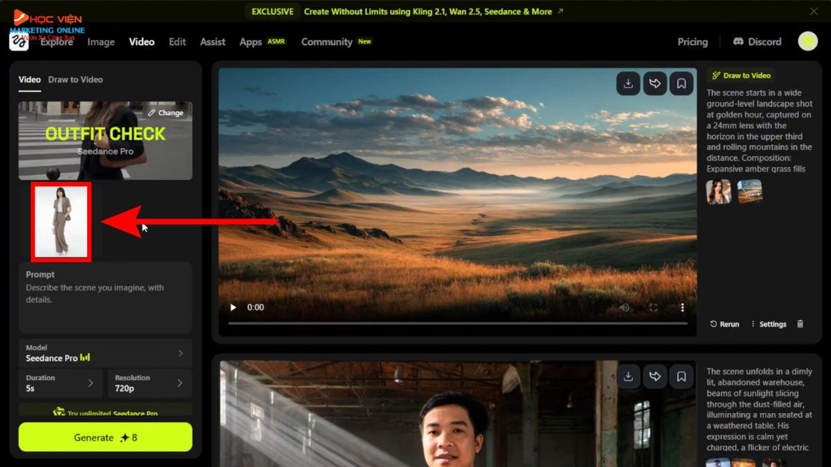 Hướng Dẫn Cách Sử Dụng Higgsfield AI tạo video quảng cáo UGC bước 4