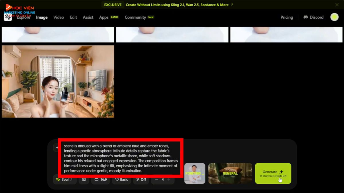 Hướng Dẫn Cách Sử Dụng Higgsfield AI tạo ảnh đồng nhất ngoại hình cơ bản bước 3
